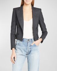 Pinstripe Crop Double-Breasted Blazer Jacket
