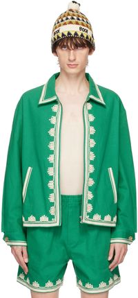 Bode Green Ripple Appliqué Jacket