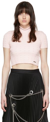 We11done Pink Rayon Short Sleeve Turtleneck