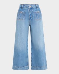 Lola Wide-Leg Jeans with Seamed Patch Pockets