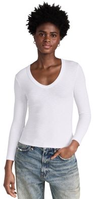 Enza Costa Textured Rib U Tee White XL