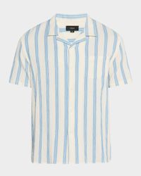 Men's Textured Stripe Italian Cotton Cabana Shirt