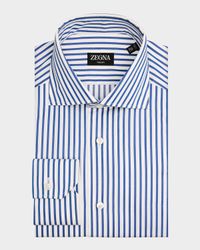 Men's Trecapi Cotton Bengal Stripe Dress Shirt