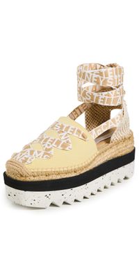 Stella McCartney Gaia Organic Canvas with Logo Ribbon Espadrilles Banana 37