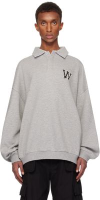 We11done Polo gris à logo à perles