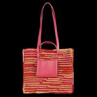 Craie - Sac cabas en raphia et cuir - Taille Unique - Rose