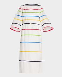Ribbon Striped Midi Caftan Dress
