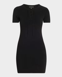 Palma Laced Short-Sleeve Mini Sweater Dress