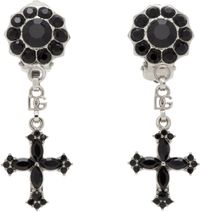Dolce&Gabbana Silver & Black Cross Drop Earrings