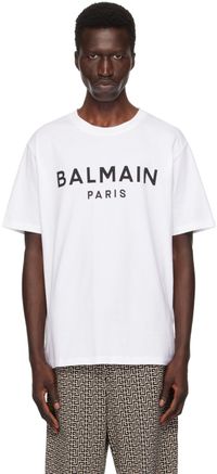 Balmain White Printed 'Balmain Paris' T-Shirt