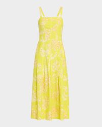 Dixon Pleated Floral-Print Midi Dress