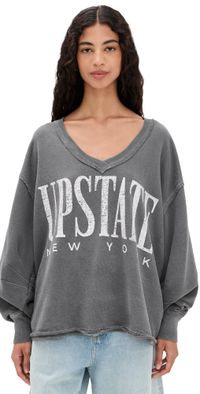 Free People We The Free Venice Graphic Sweatshirt Washed Black Combo M