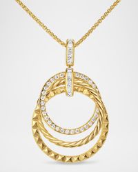 DY Crossover Trio Pendant Necklace with Diamonds in 18K Gold, 24mm