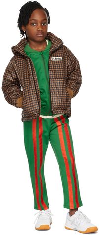 Mini Rodini Kids Brown Houndstooth Windbreaker Jacket