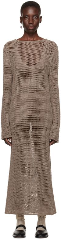 Lauren Manoogian Brown Net Maxi Dress