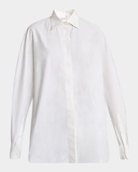 Curved Sleeve Button-Down Cocoon Shirt