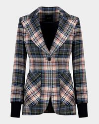 Birken Plaid Ribbed-Cuff Blazer