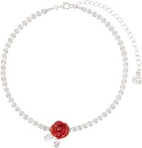 SHUSHU/TONG Ras-du-cou argenté à ornement de rose en céramique édition YVMIN