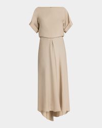 Triple Silk Georgette Hi-Low Gown