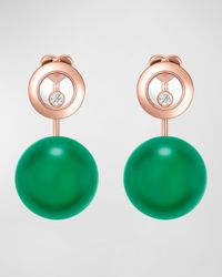 Happy Diamonds Planet 18K Rose Gold Green Agate Earrings