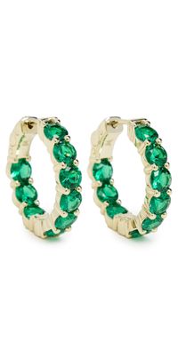 By Adina Eden Colored Round Tennis Mini Hoop Earrings Emerald Green One Size
