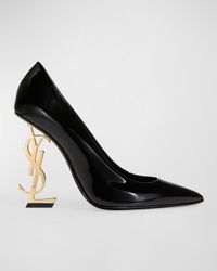 110mm Opyum YSL Patent Leather Pointed-Toe Pumps with Golden Hardware