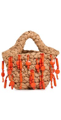 SIMONMILLER Mini Beaded Mercado Tote Natural/Orange One Size