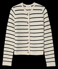 Grace Et Mila - Cardigan droit en coton rayé - Taille L - Beige