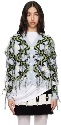Charles Jeffrey LOVERBOY Cardigan Guddle bleu et vert