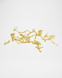 Butterfly Ginkgo White & Gold Low Candleholders