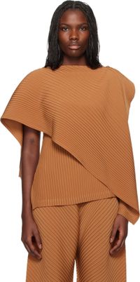 ISSEY MIYAKE Brown Vigor Pleats Solid Blouse