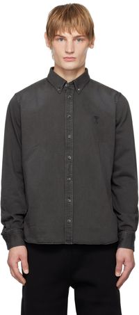 AMI Paris Black Button-Down Ami de Coeur Shirt