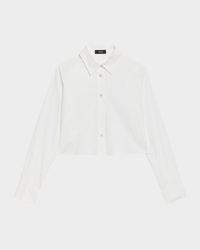Button-Front Cropped Dress Shirt