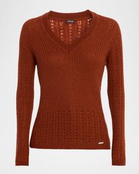 V-Neck Pointelle Knit Sweater
