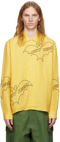 Sky High Farm Workwear Chemise 'Sky High' jaune à images de chauvesouris brodées