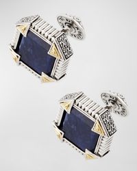 Silver 18K Gold Cuff Links with Sodalite