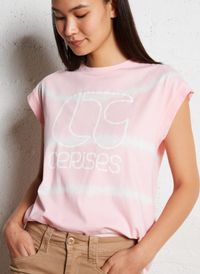 Le Temps Des Cerises - Tee-shirt oversize en coton sérigraphié - Taille XL - Rose