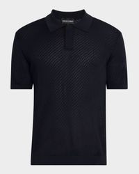 Men's Micro-Jacquard Short-Sleeve Polo Sweater