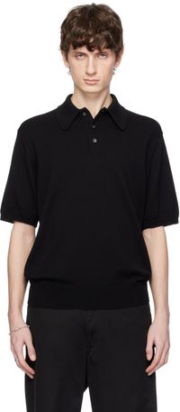 TAKAHIROMIYASHITA TheSoloist. Black Regular Fit Collar Short Sleeve Polo