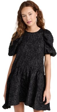 endless rose Puff Sleeve Drop Waist Dress Black M