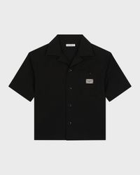 Boy's Button Down Logo Plaque Shirt, Size 8-14