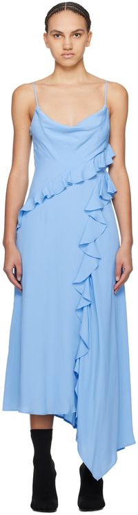 MSGM Blue Ruffle Maxi Dress