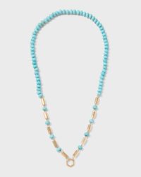 Yellow Gold Baht Chain with Turquoise
