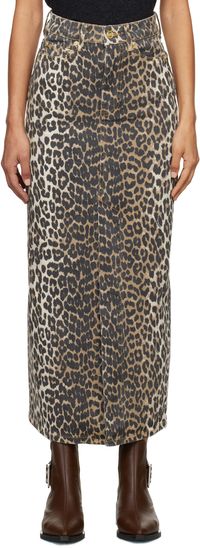 GANNI Black & Brown Slit Denim Maxi Skirt