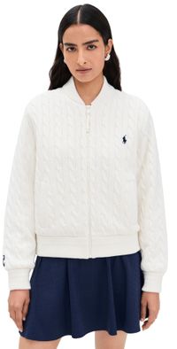 RLX Ralph Lauren Cable Stitch Hybrid Baseball Jacket Antique White XL