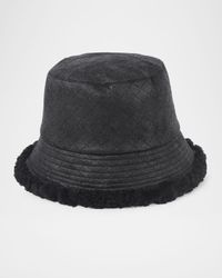 Lucinda Quilted Faux Fur-Trim Bucket Hat