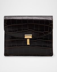T-Lock Croco-Embossed Leather Card Holder