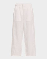Petite Cropped Straight-Leg Organic Linen Pants