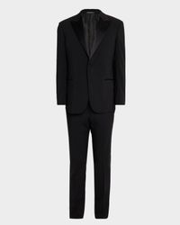 Men's Tonal Plaid Peak Lapel G Line Tuxedo