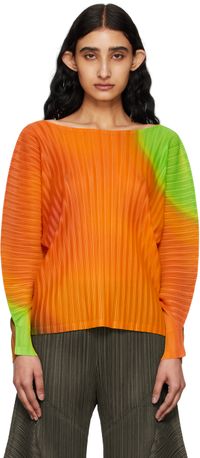 PLEATS PLEASE ISSEY MIYAKE Orange Melty Rib Blouse
